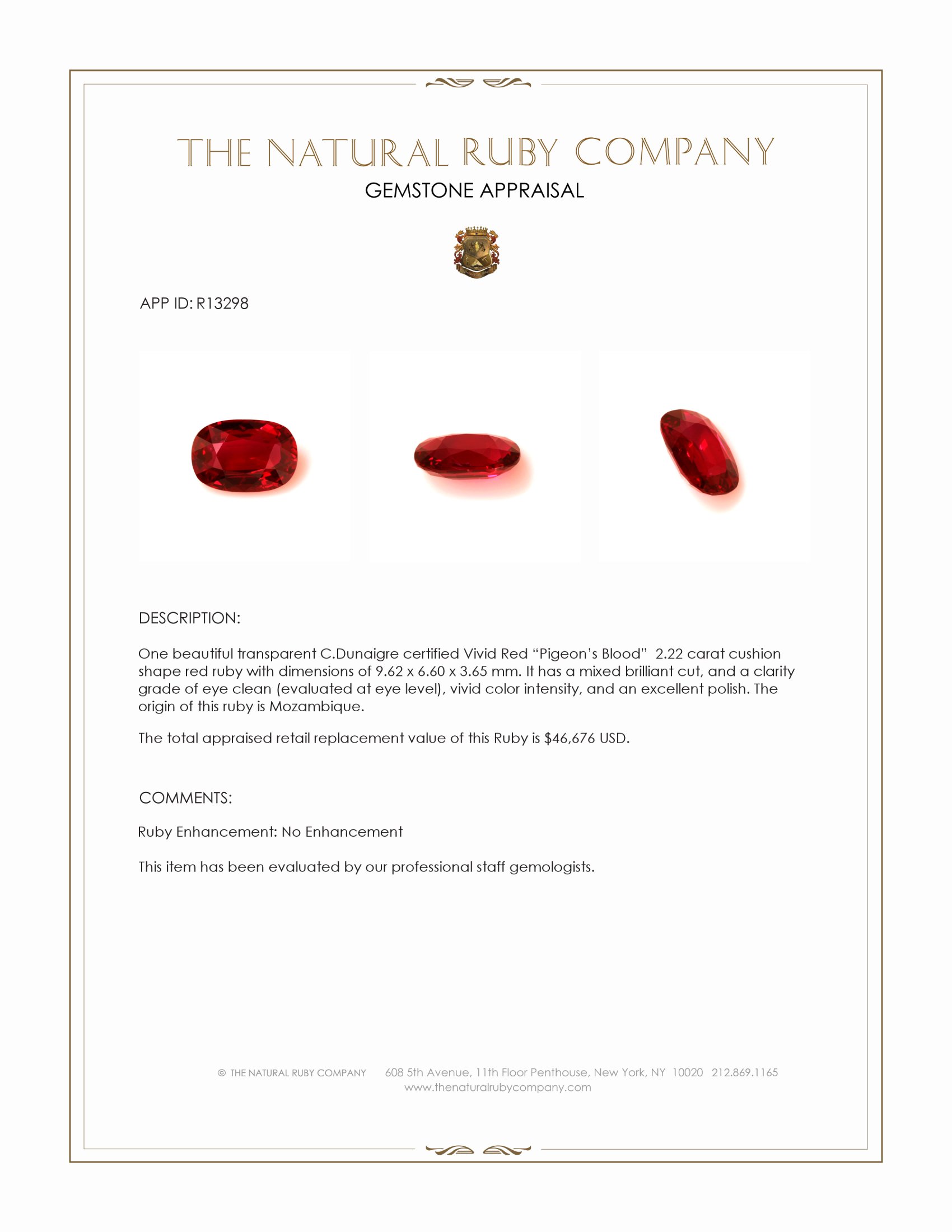 2.22 Ct. Ruby from Mozambique