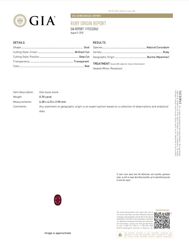 0.70 Ct. Ruby from Burma (Myanmar)