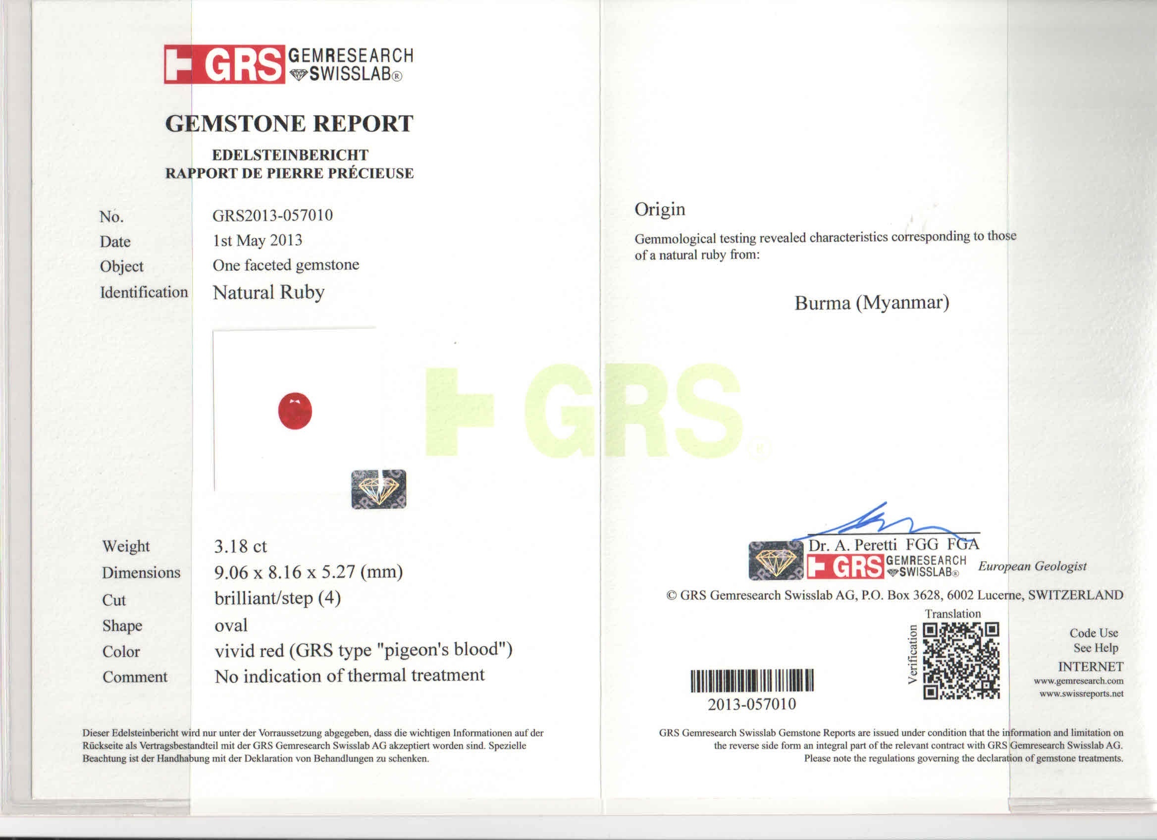 3.18 Ct. Ruby from Burma (Myanmar)