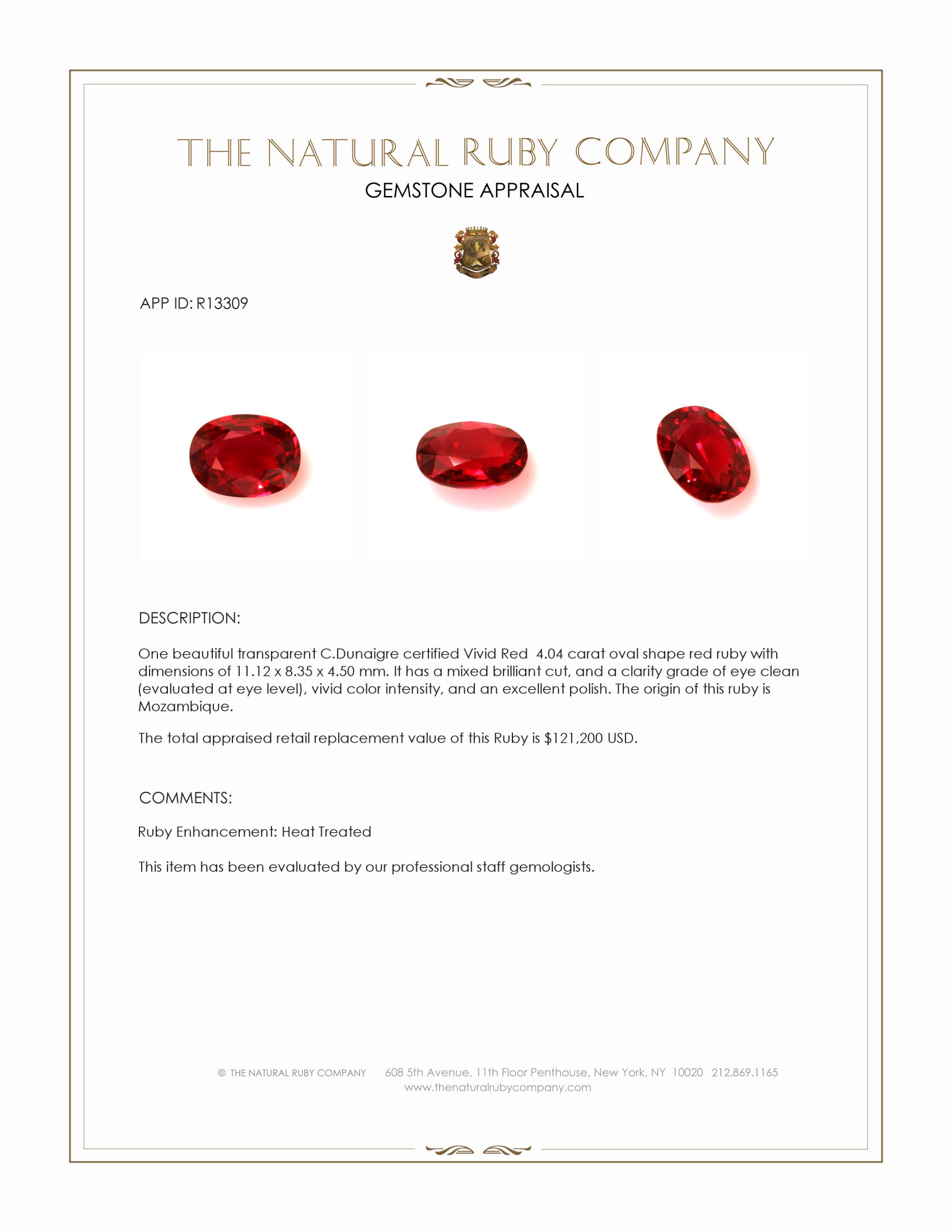 4.04 Ct. Ruby from Mozambique