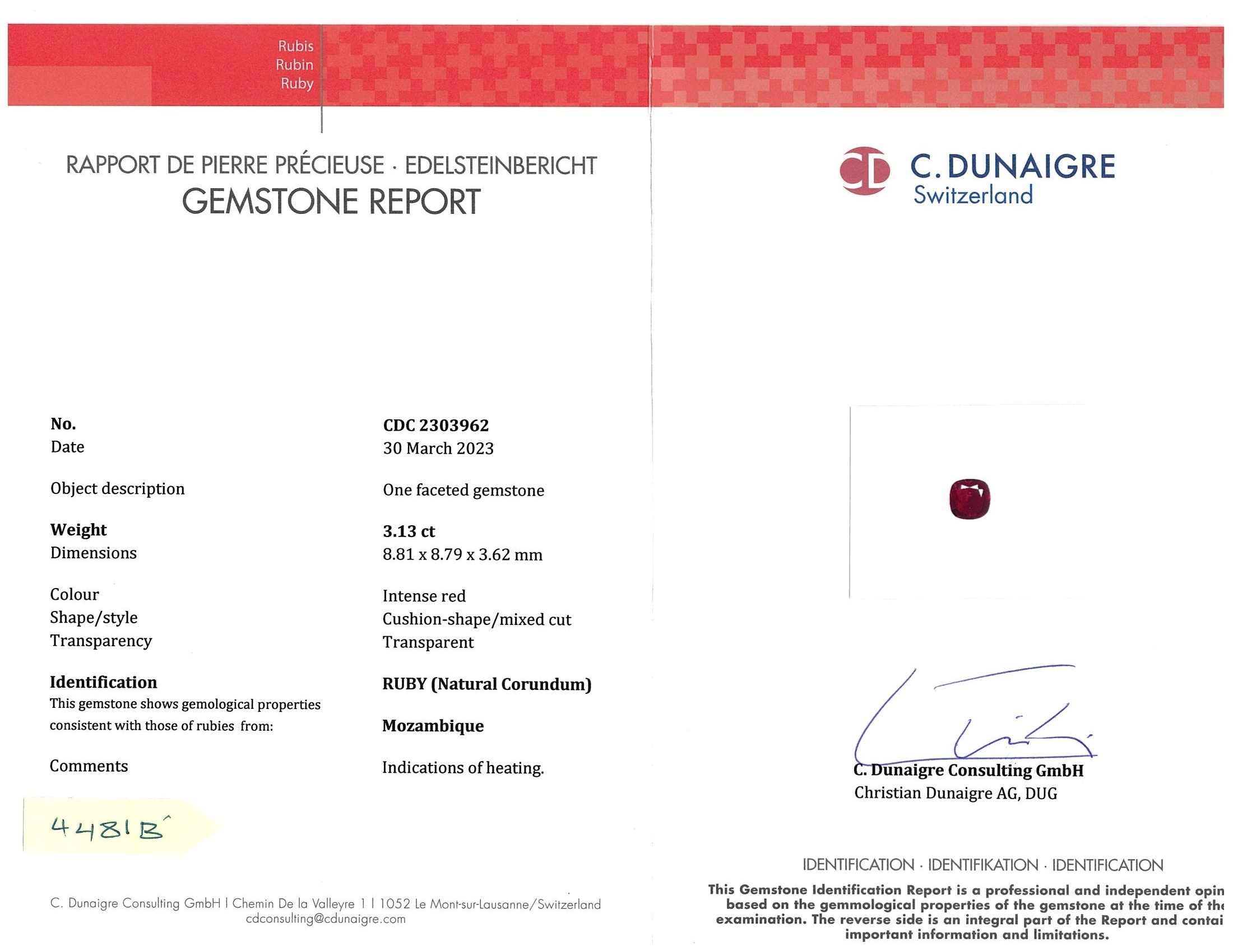 3.13 Ct. Ruby from Mozambique