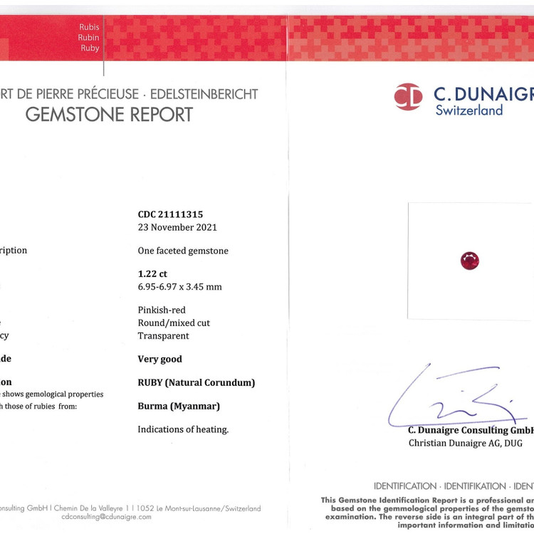 1.22 Ct. Ruby from Burma (Myanmar)