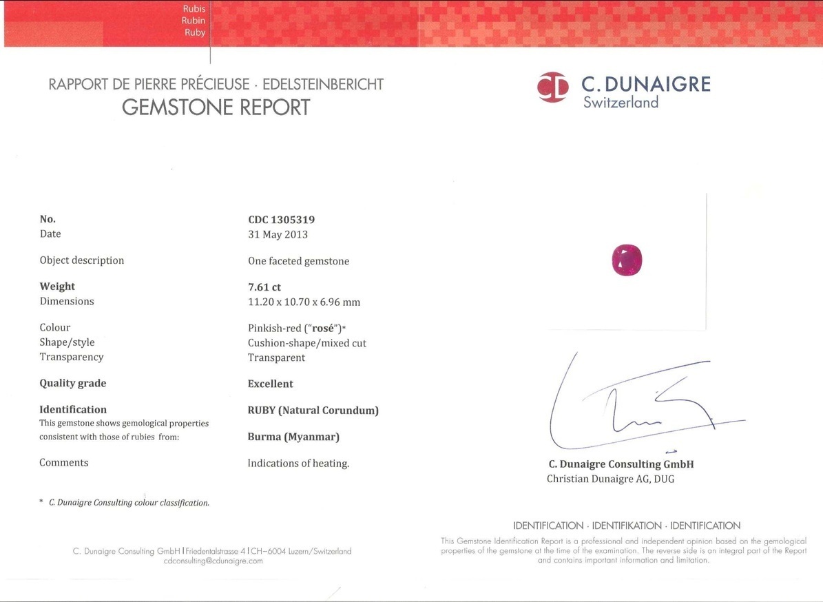 7.61 Ct. Ruby from Burma (Myanmar)