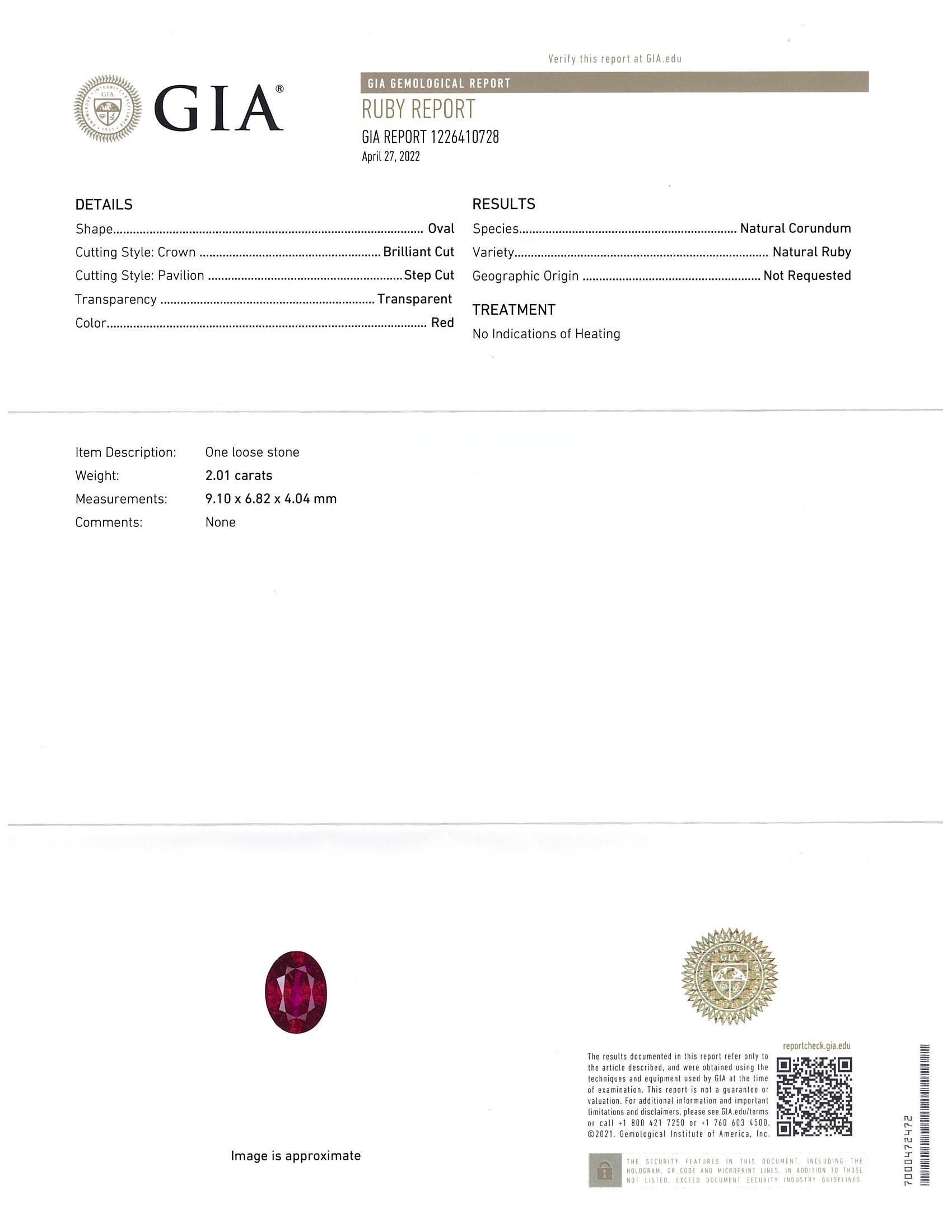 2.01 Ct. Ruby from Mozambique