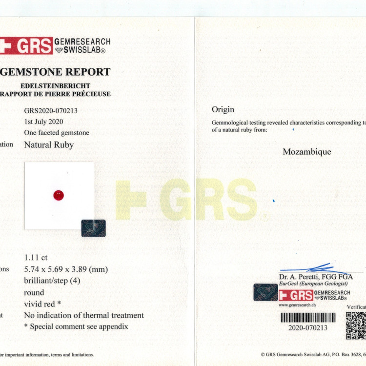 1.11 Ct. Ruby from Mozambique