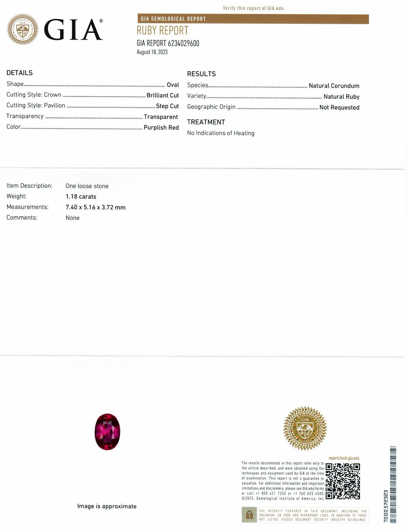 1.18 Ct. Ruby from Mozambique