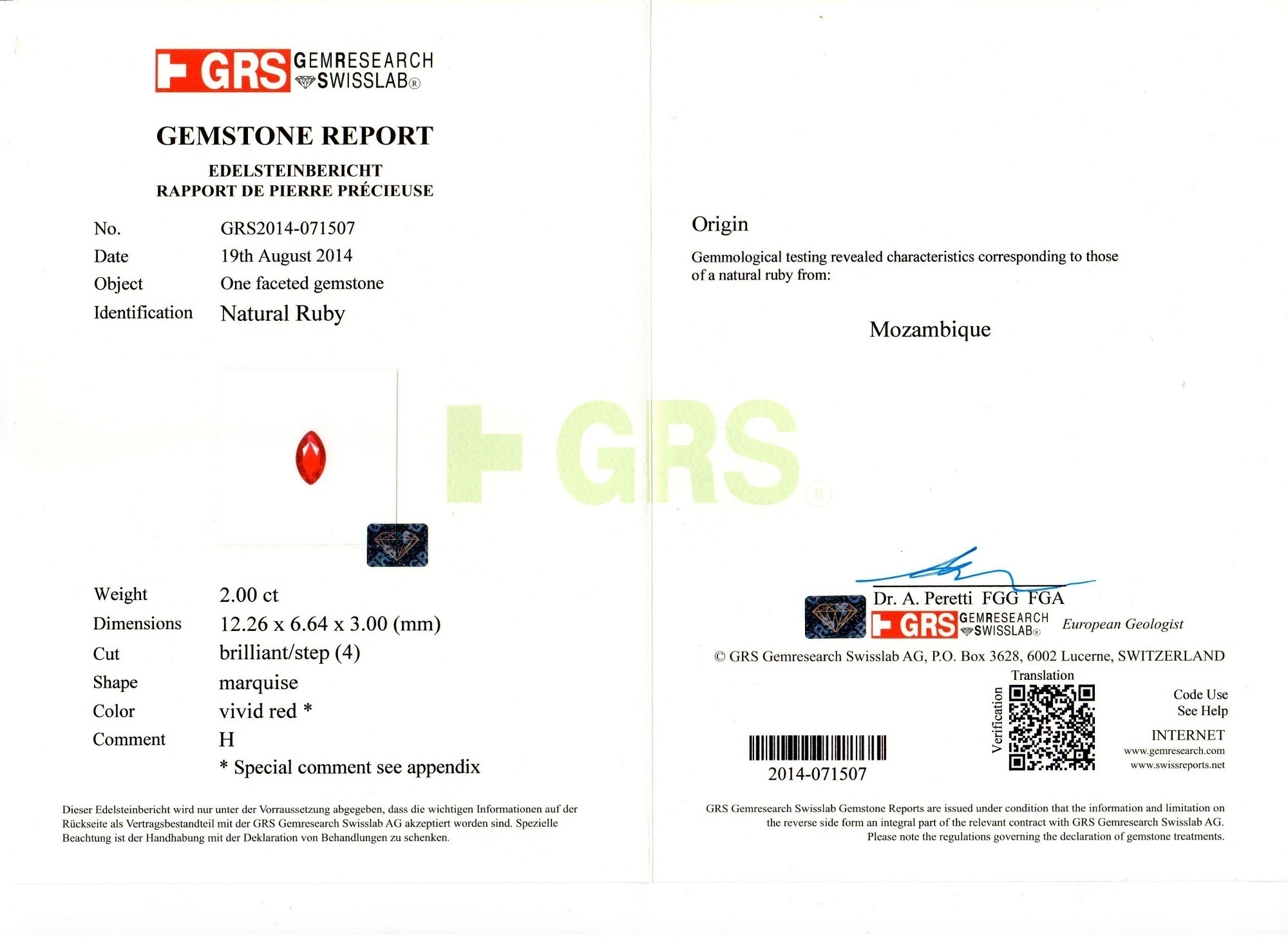 2.00 Ct. Ruby from Mozambique