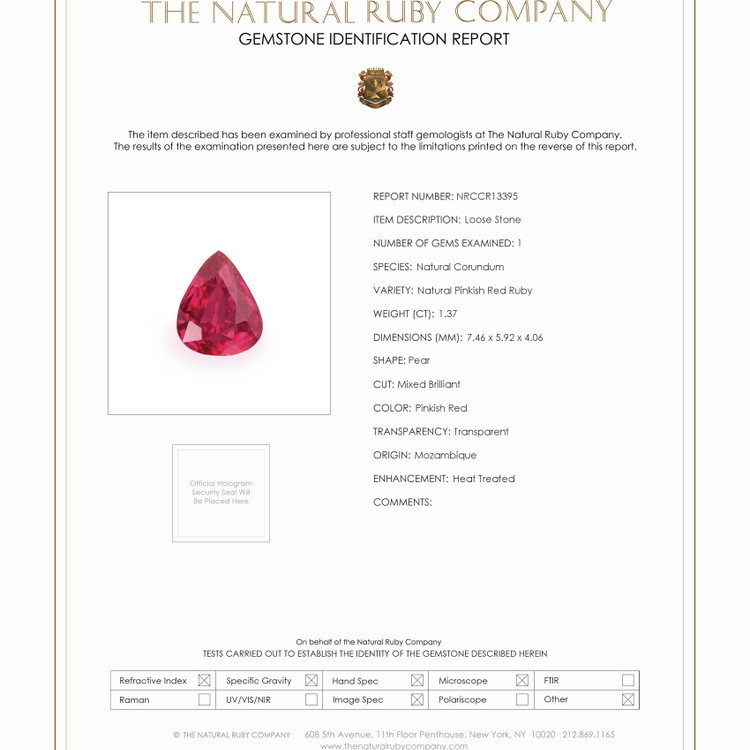 1.37 Ct. Ruby from Mozambique