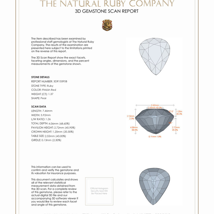 1.37 Ct. Ruby from Mozambique