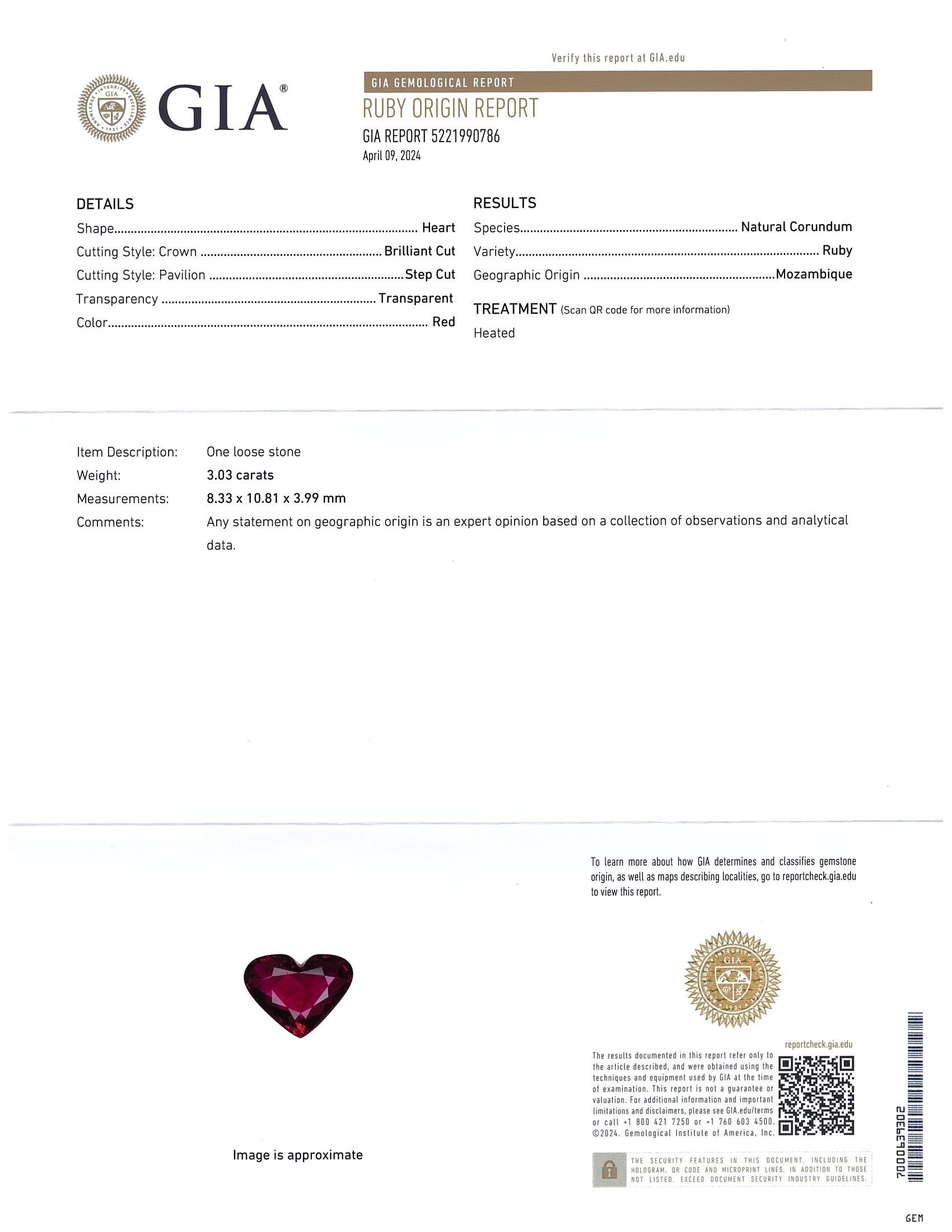 3.03 Ct. Ruby from Mozambique
