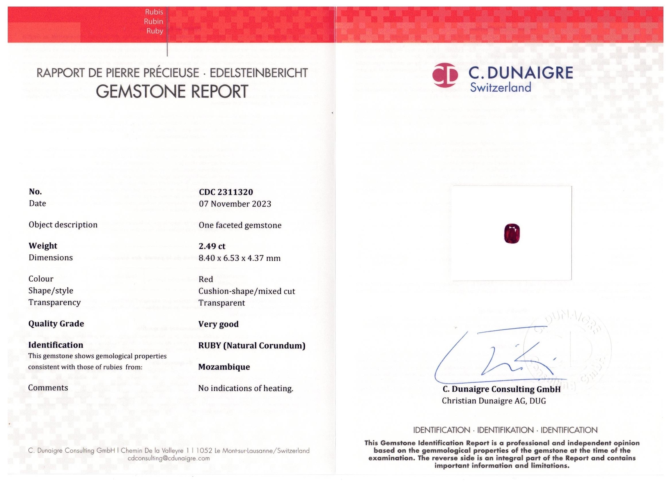 2.49 Ct. Ruby from Mozambique