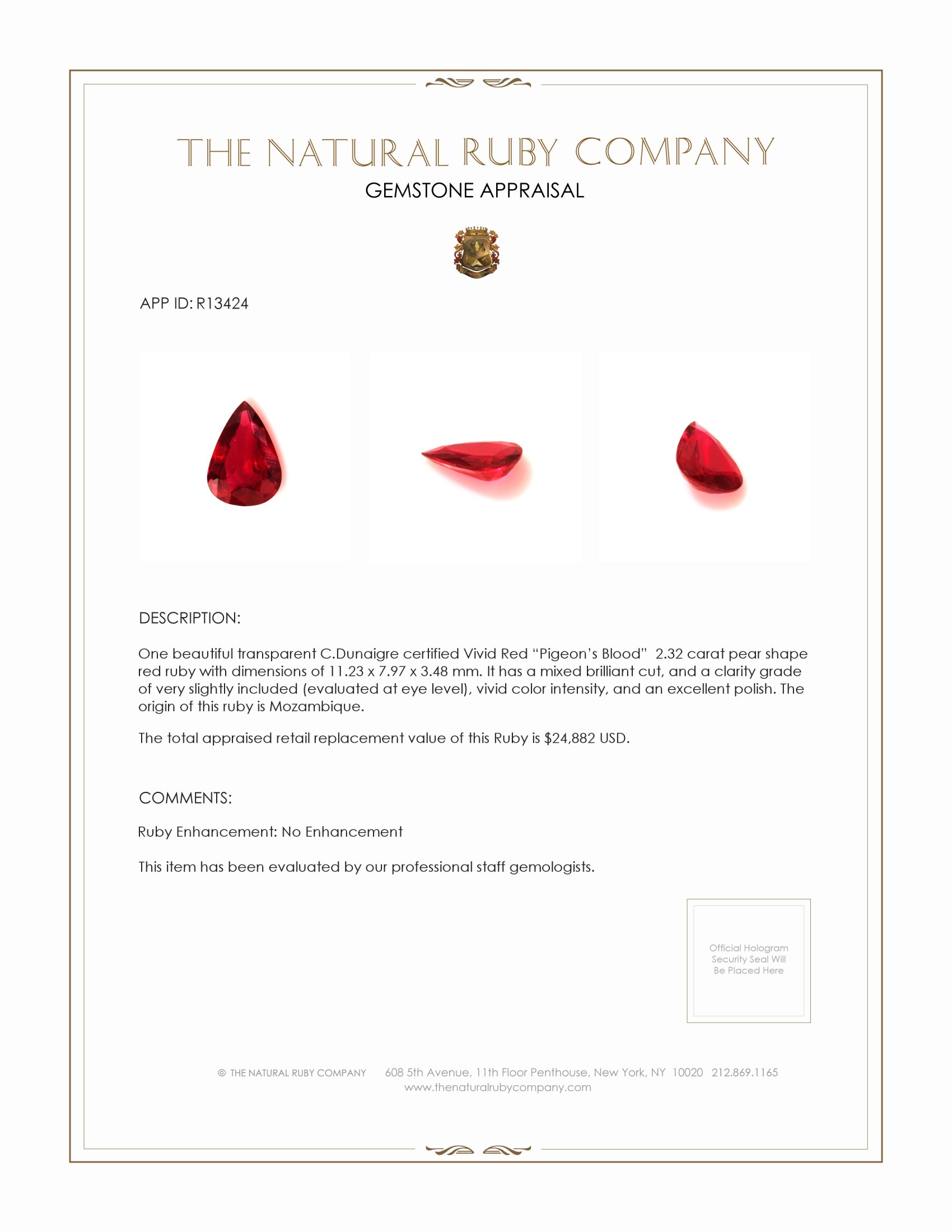 2.32 Ct. Ruby from Mozambique