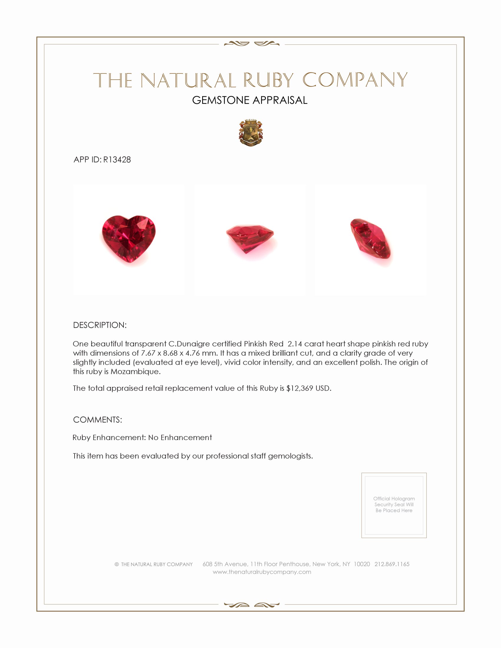 2.14 Ct. Ruby from Mozambique