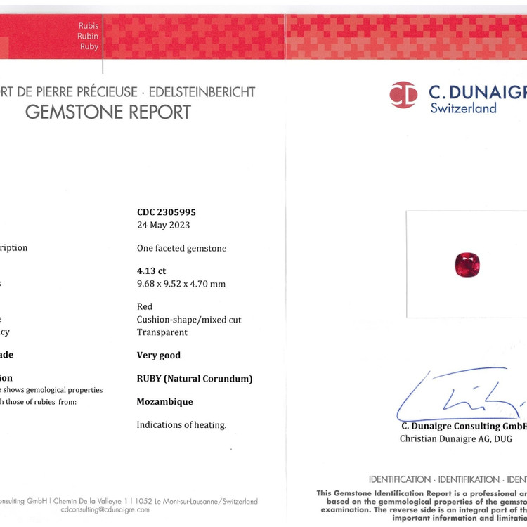 4.13 Ct. Ruby from Mozambique