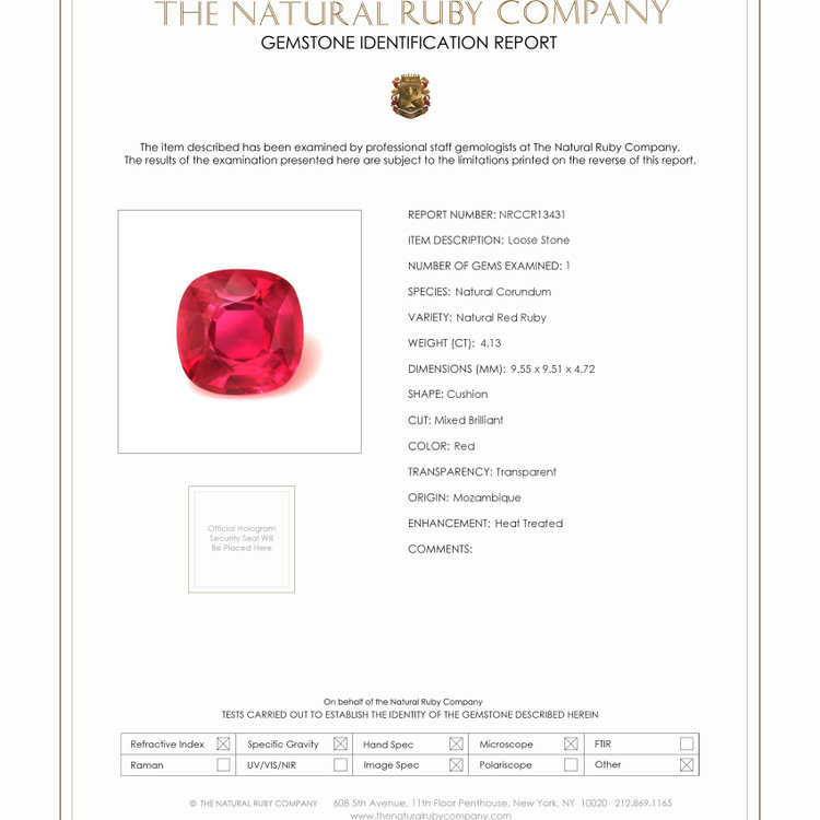 4.13 Ct. Ruby from Mozambique