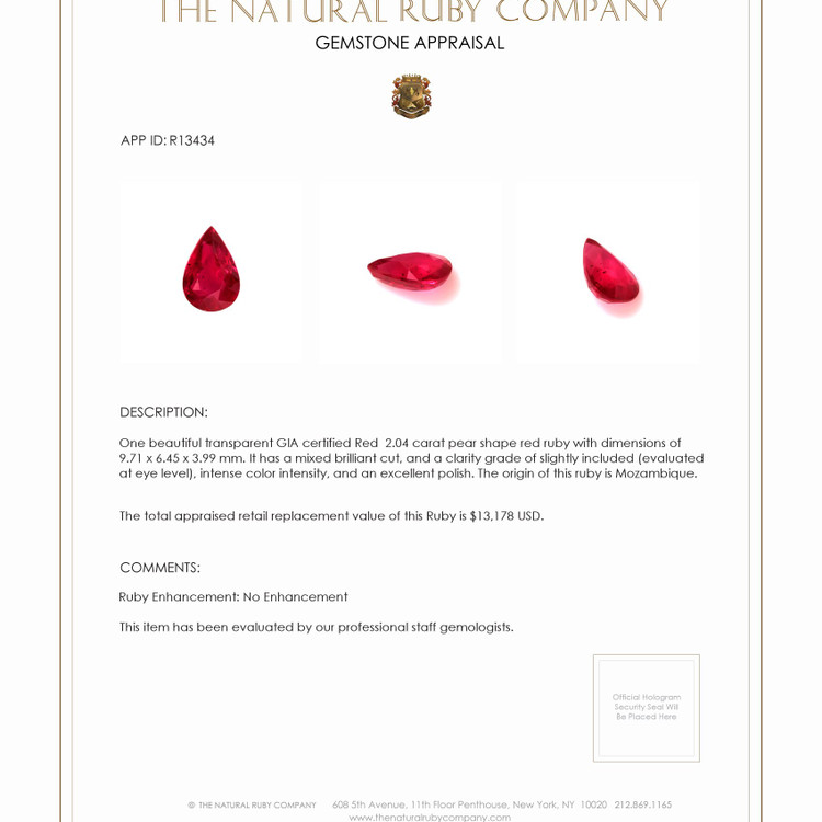 2.04 Ct. Ruby from Mozambique