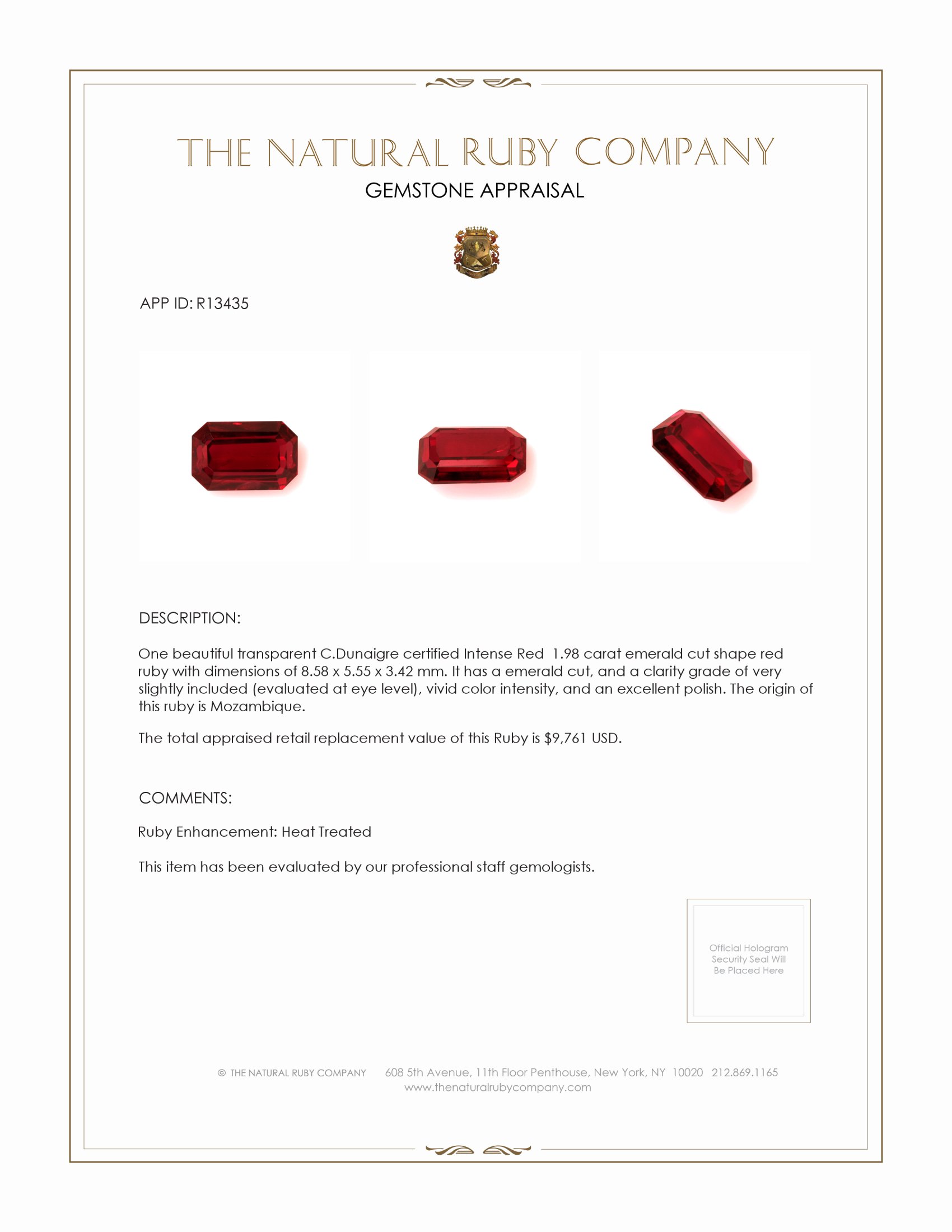 1.98 Ct. Ruby from Mozambique