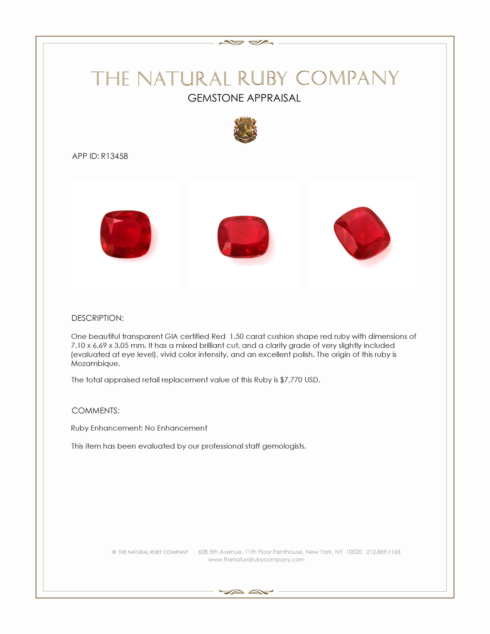 1.50 Ct. Ruby from Mozambique