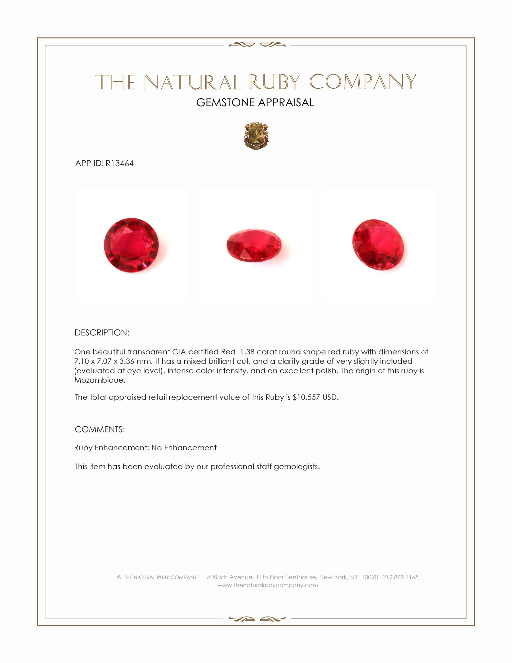 1.38 Ct. Ruby from Mozambique