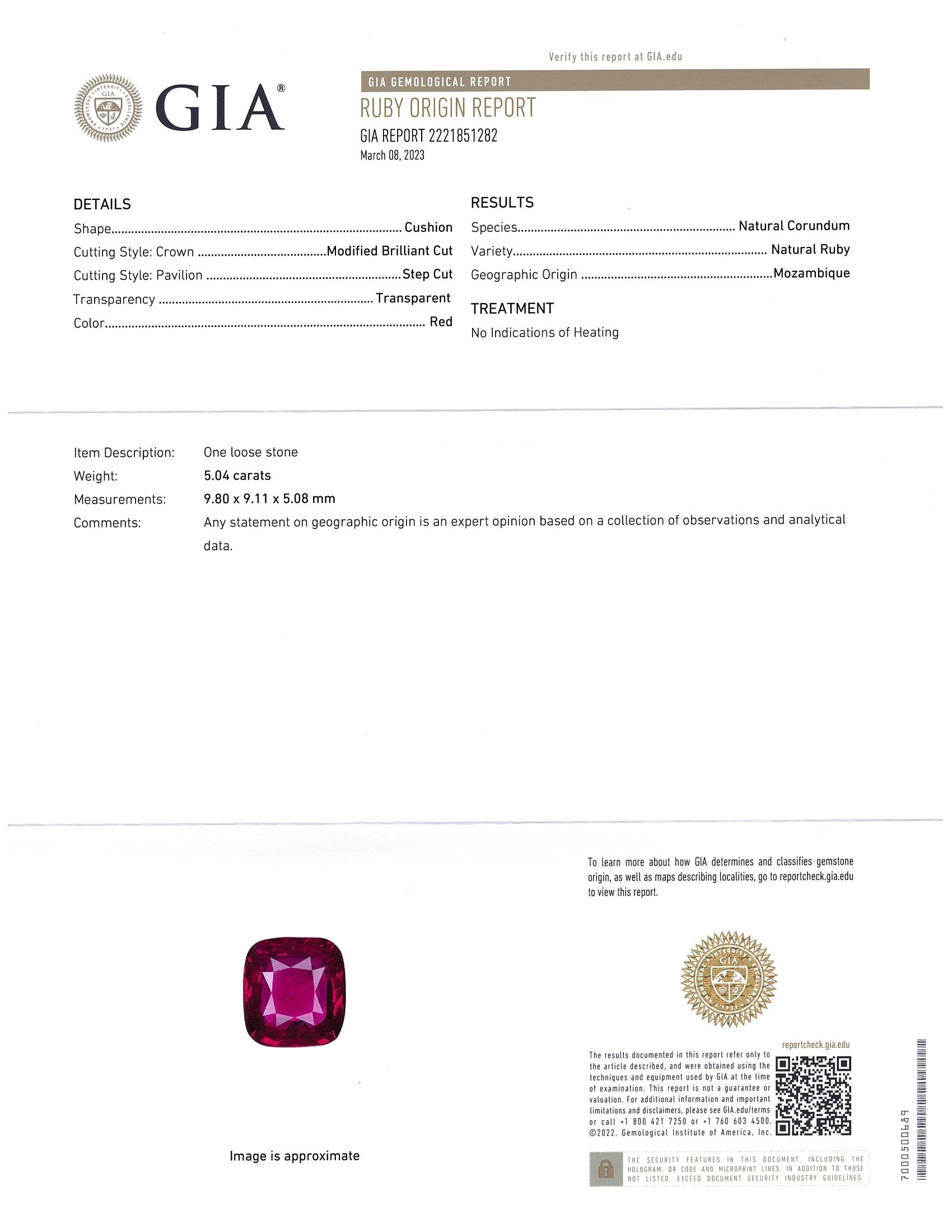 5.04 Ct. Ruby from Mozambique