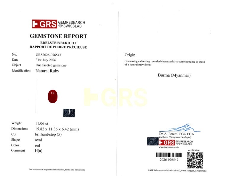 11.06 Ct. Ruby from Burma (Myanmar)