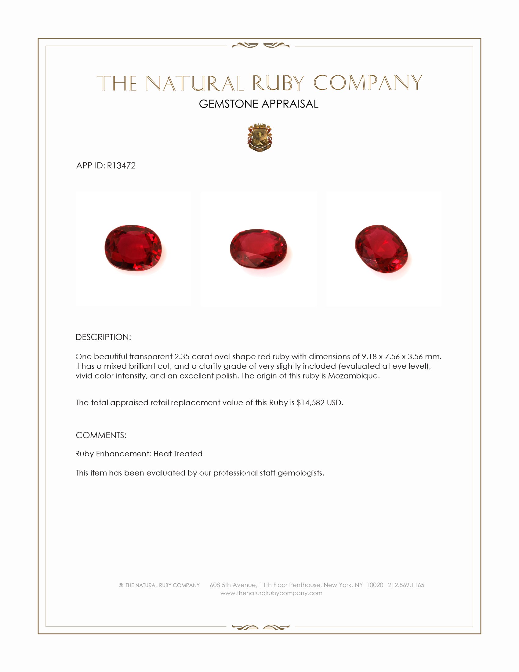 2.35 Ct. Ruby from Mozambique