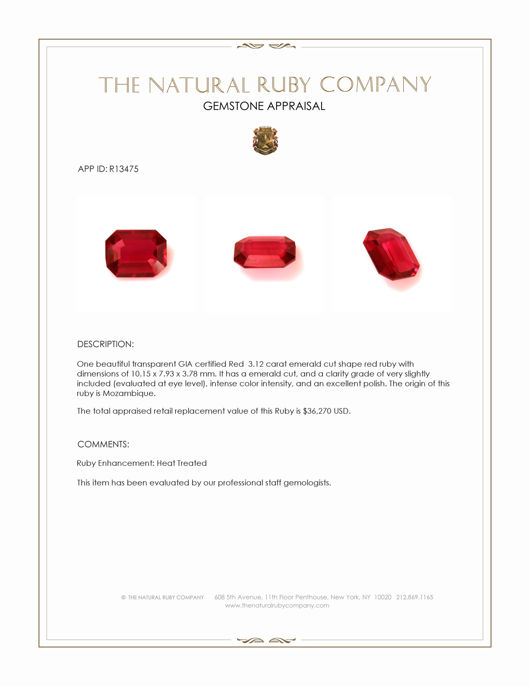 3.12 Ct. Ruby from Mozambique