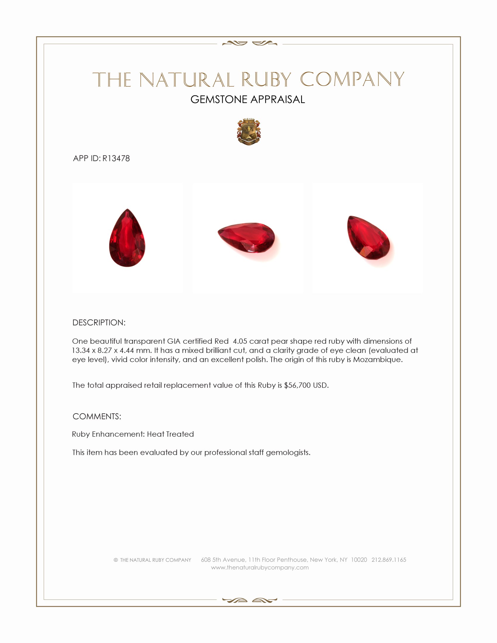 4.05 Ct. Ruby from Mozambique