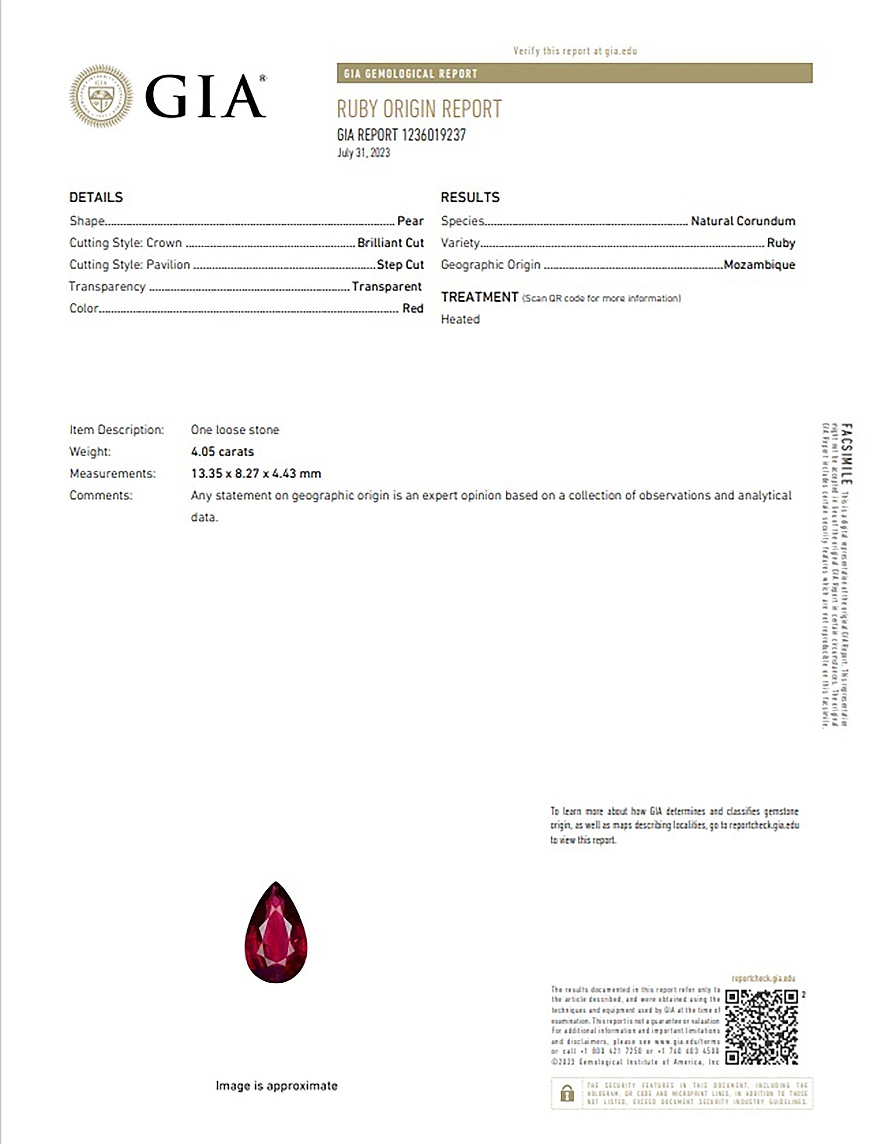 4.05 Ct. Ruby from Mozambique