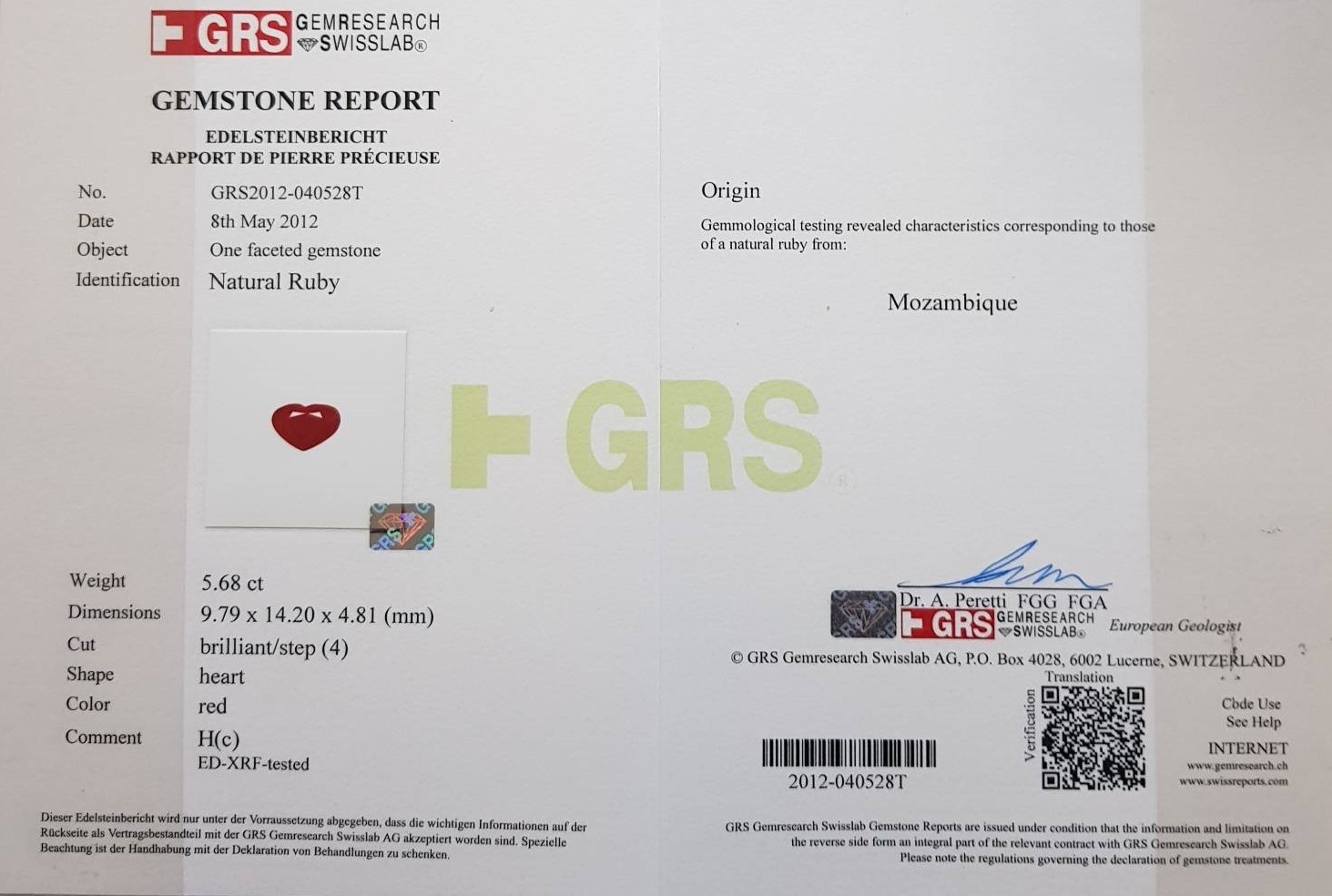 5.68 Ct. Ruby from Mozambique