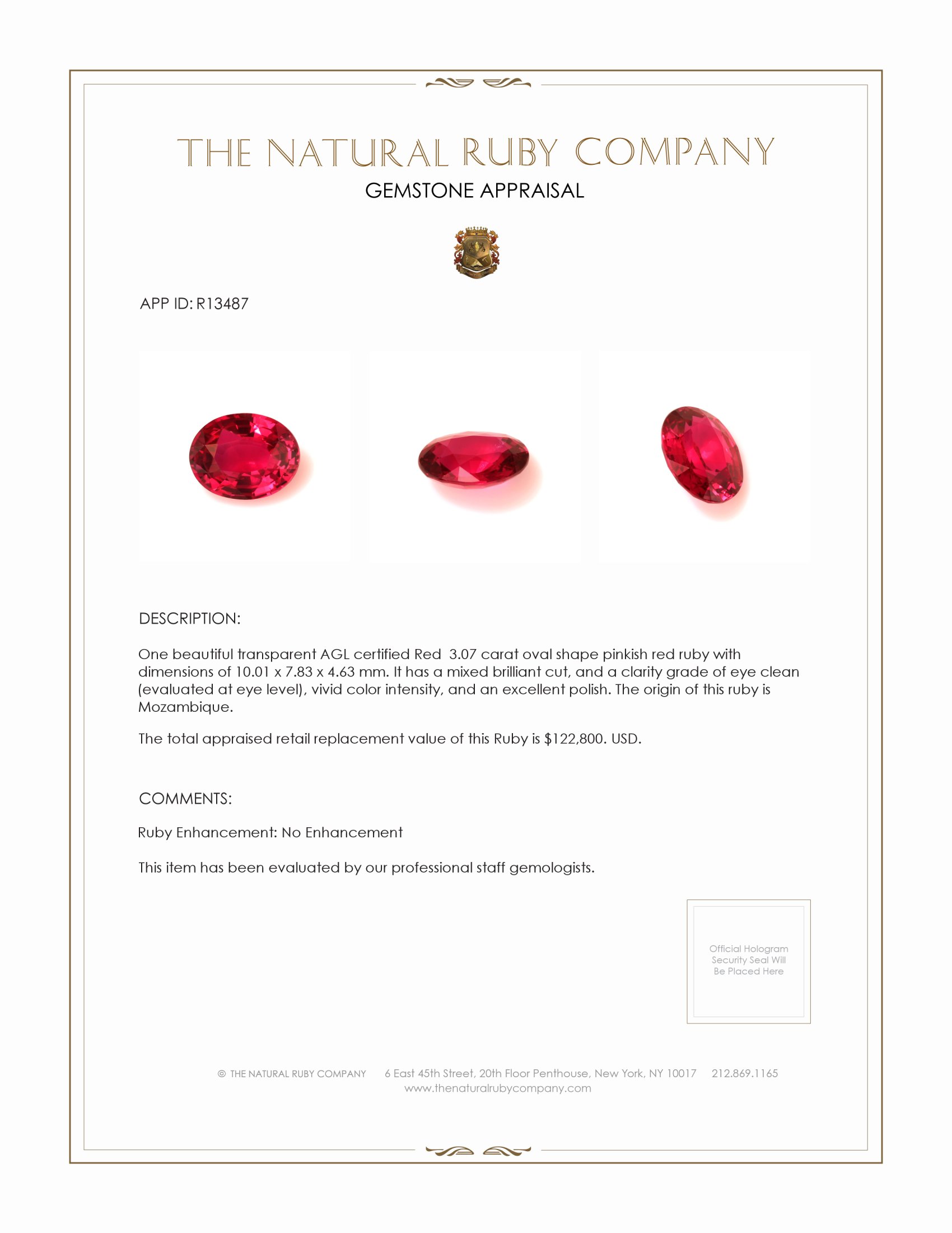 3.07 Ct. Ruby from Mozambique