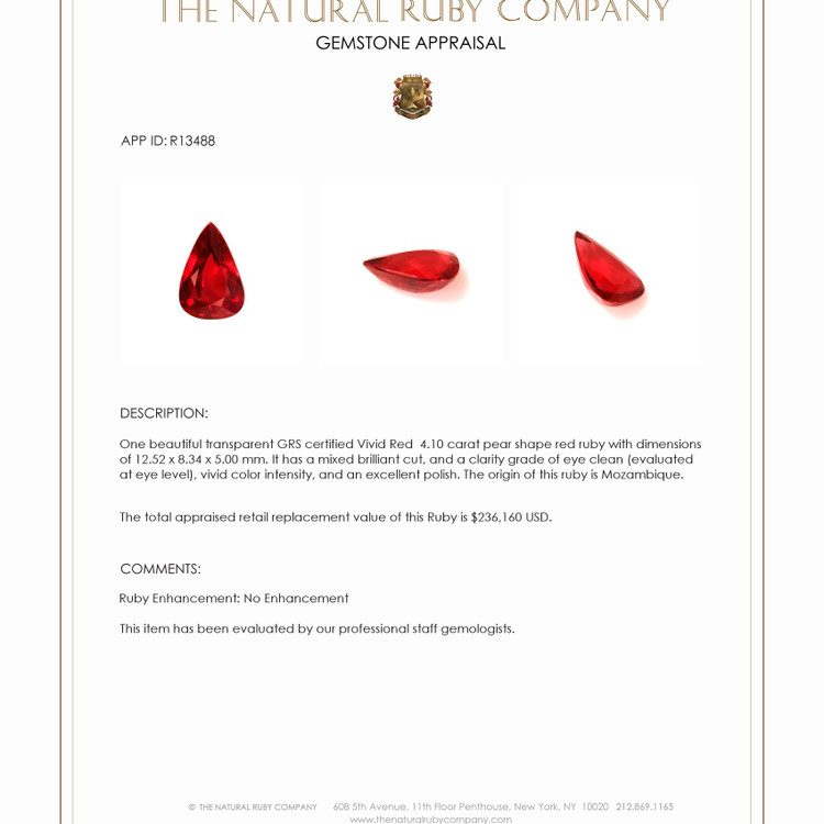 4.10 Ct. Ruby from Mozambique