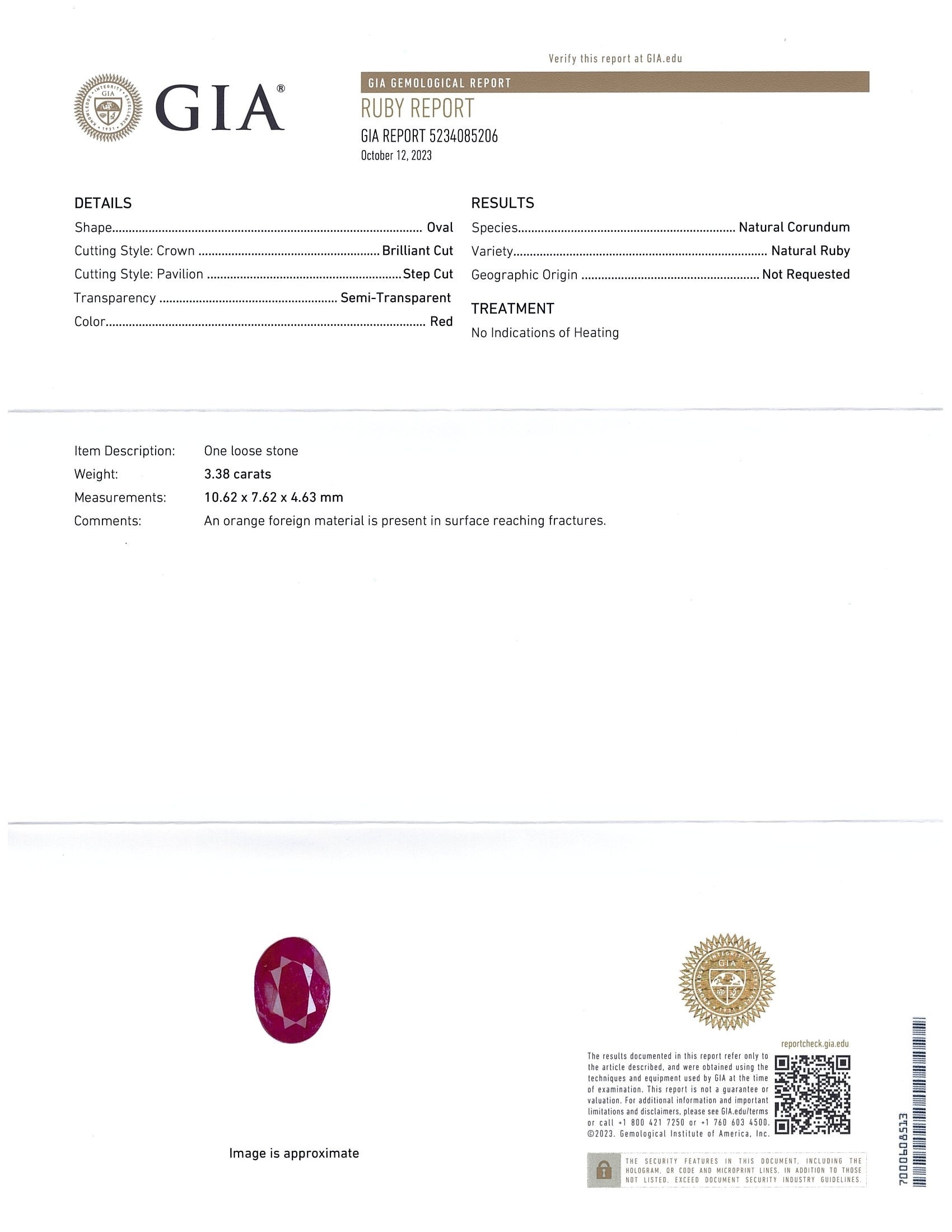 3.38 Ct. Ruby from Burma (Myanmar)