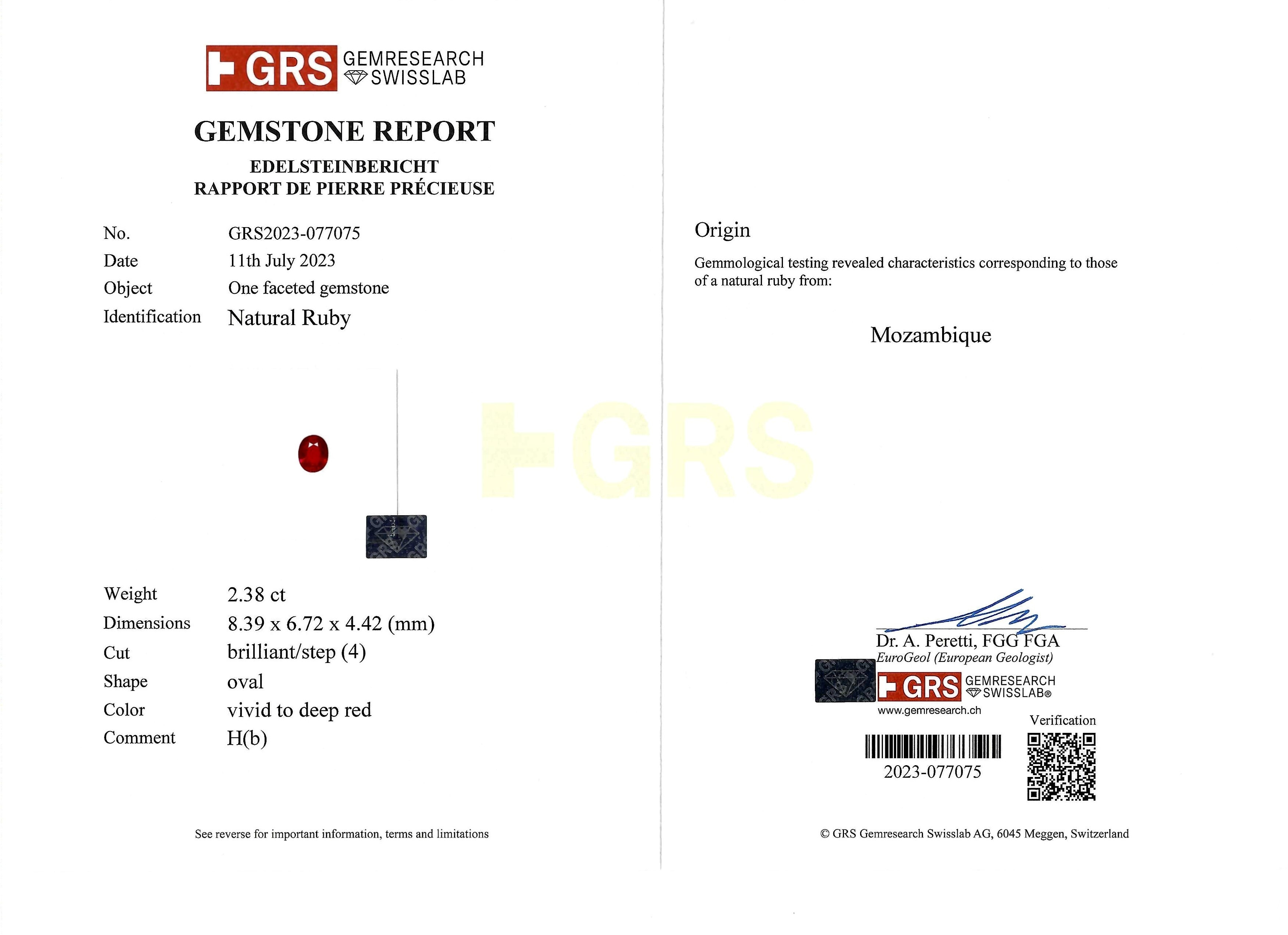 2.38 Ct. Ruby from Mozambique