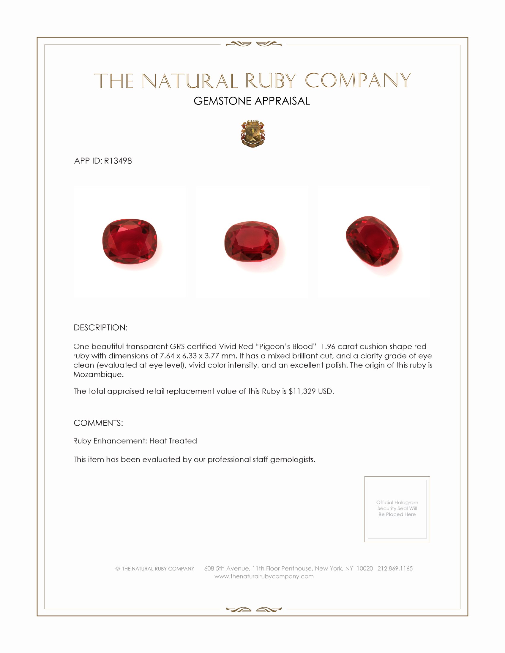 1.96 Ct. Ruby from Mozambique