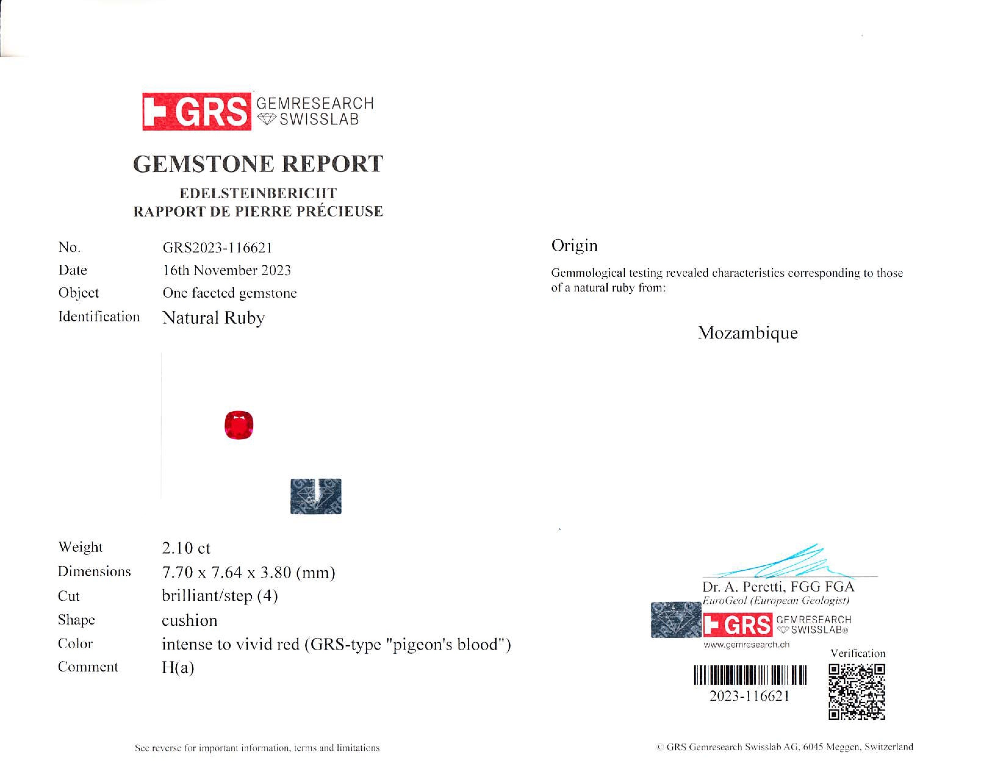 2.10 Ct. Ruby from Mozambique