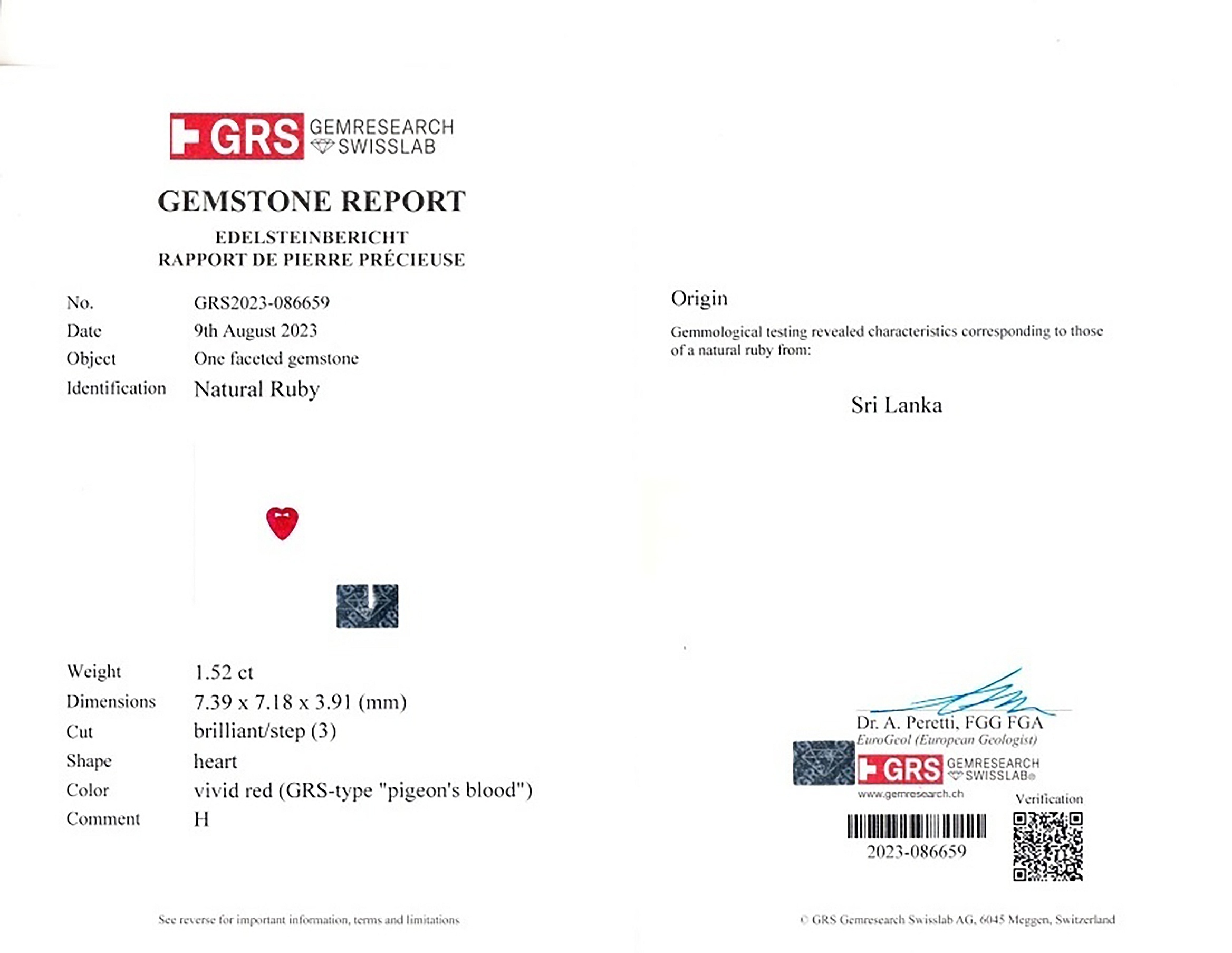 1.52 Ct. Ruby from Ceylon (Sri Lanka)