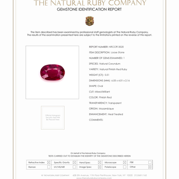 0.51 Ct. Ruby from Mozambique