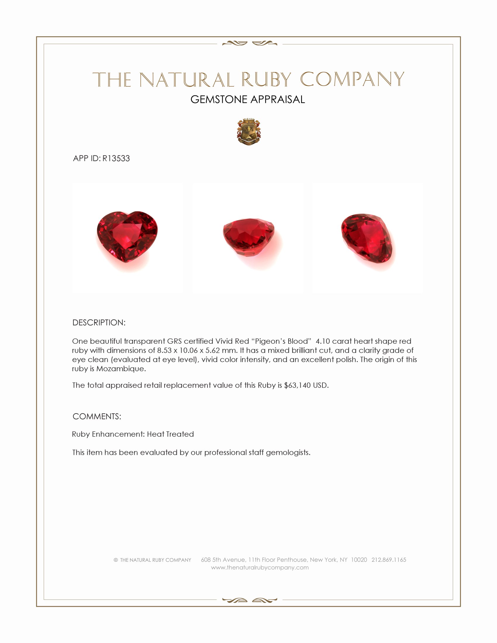 4.10 Ct. Ruby from Mozambique