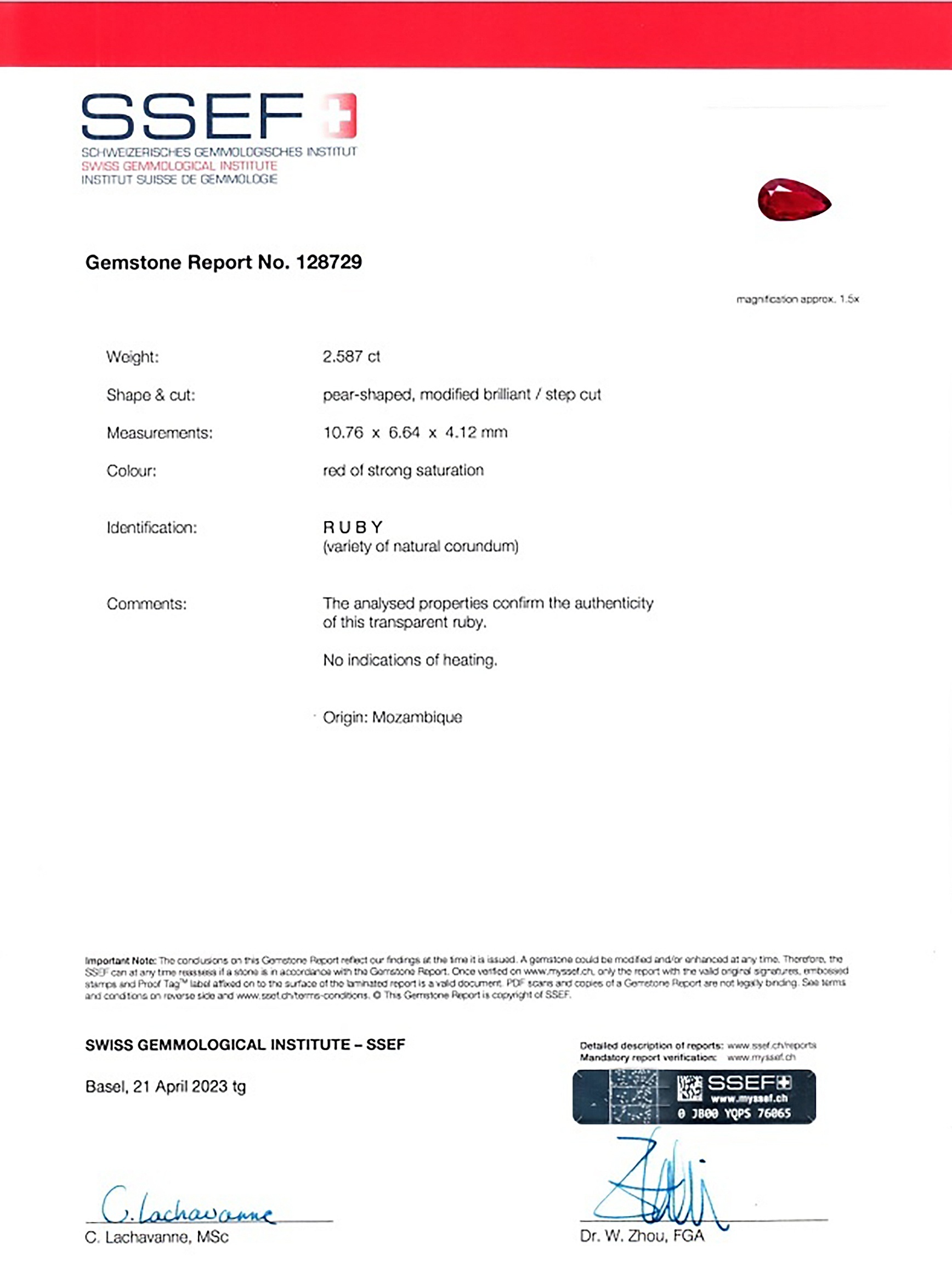 2.58 Ct. Ruby from Mozambique