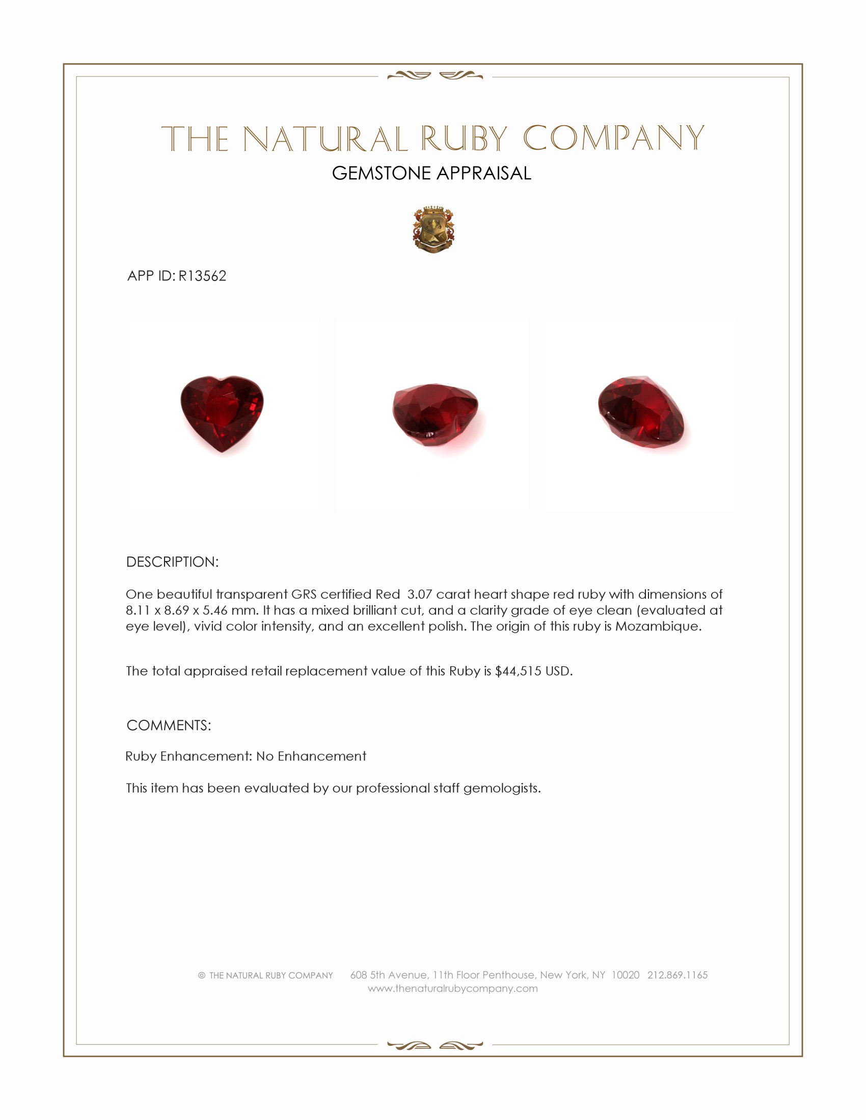 3.07 Ct. Ruby from Mozambique