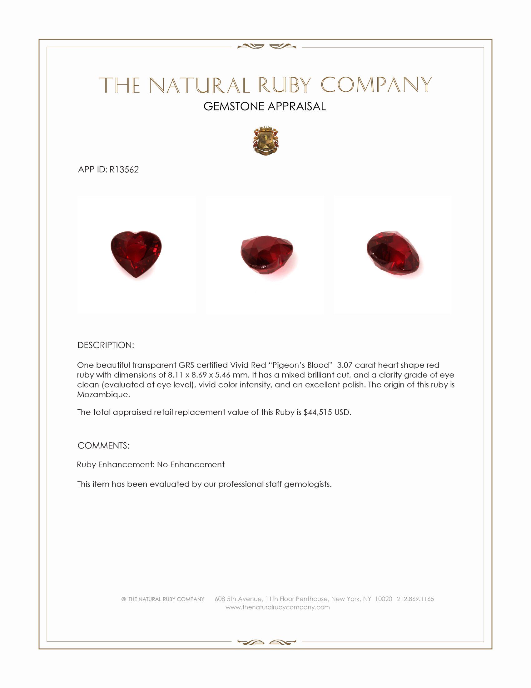 3.07 Ct. Ruby from Mozambique