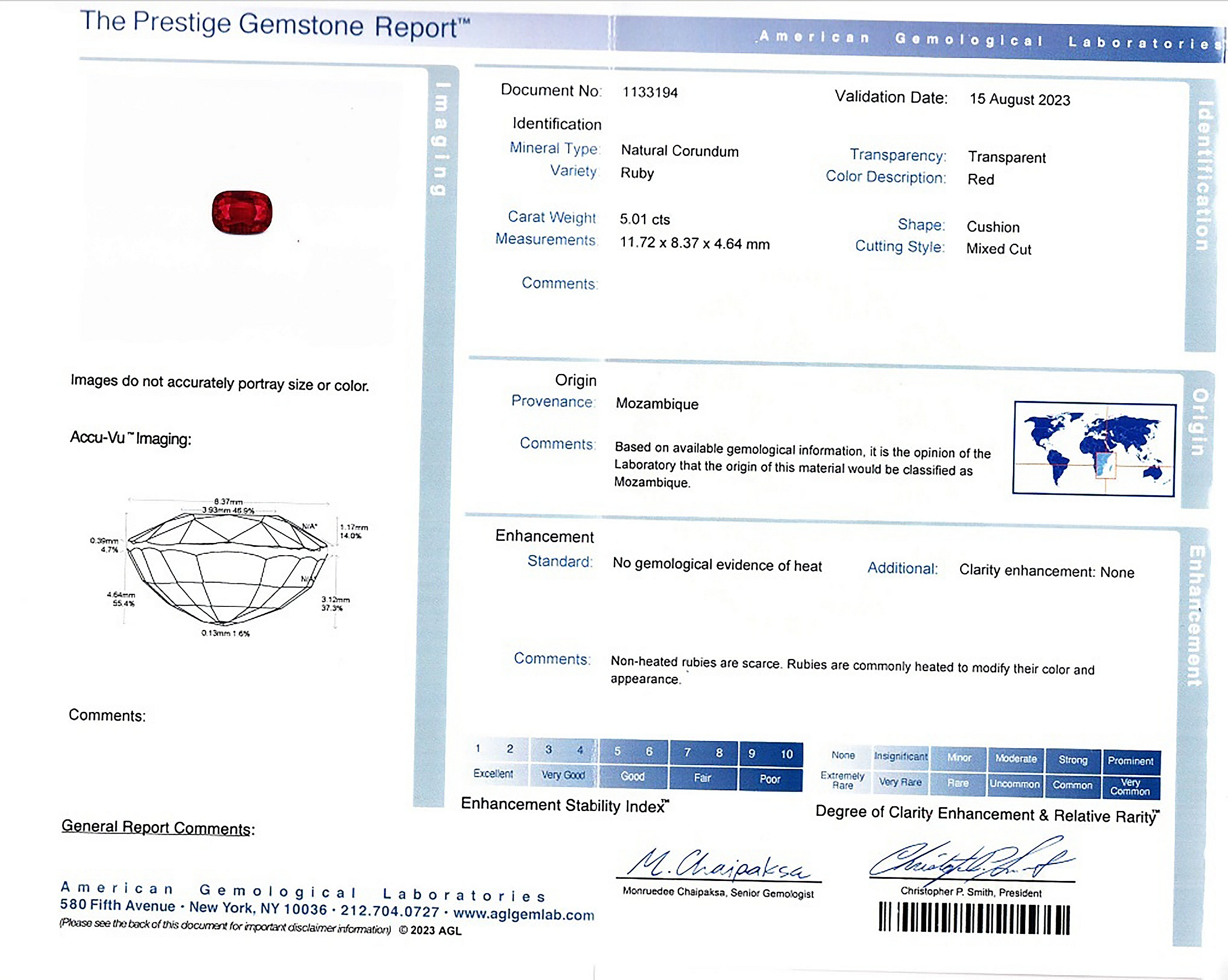 5.01 Ct. Ruby from Mozambique
