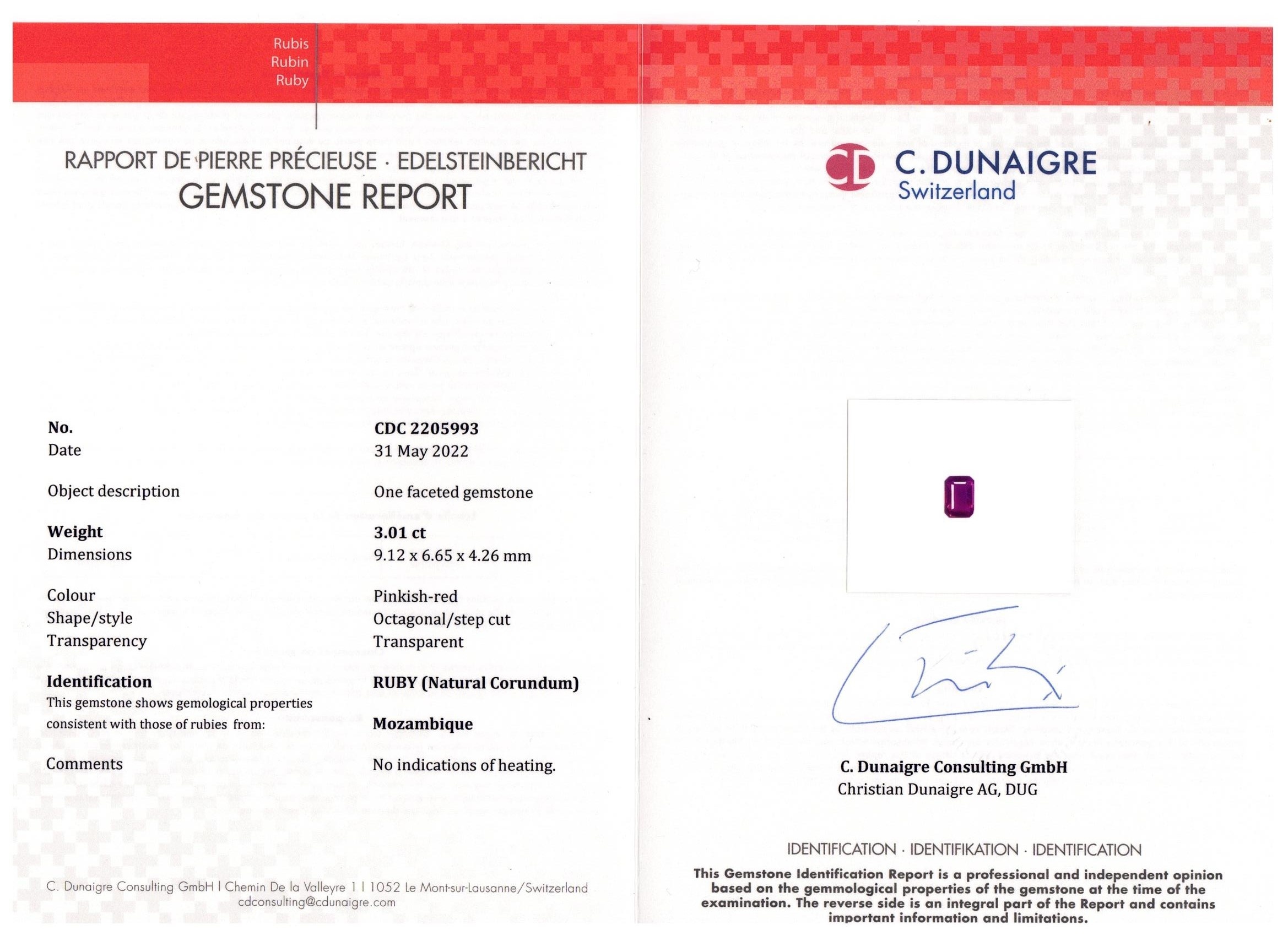 3.01 Ct. Ruby from Mozambique