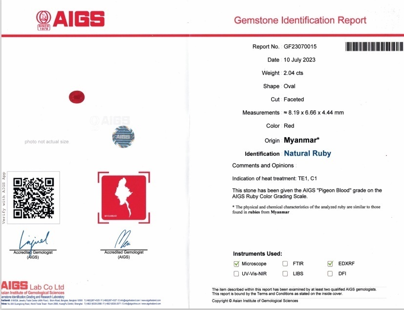 2.04 Ct. Ruby from Burma (Myanmar)