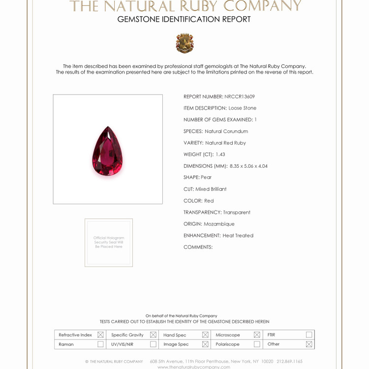 1.43 Ct. Ruby from Mozambique