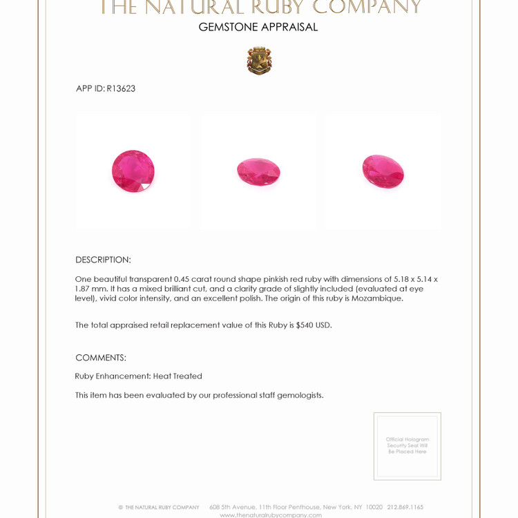 0.45 Ct. Ruby from Mozambique