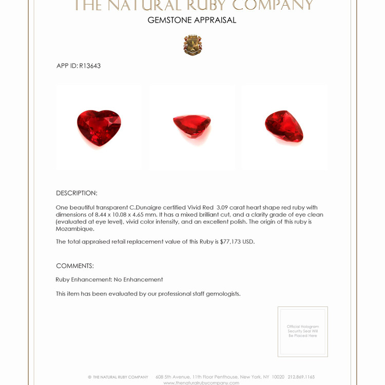 3.09 Ct. Ruby from Mozambique