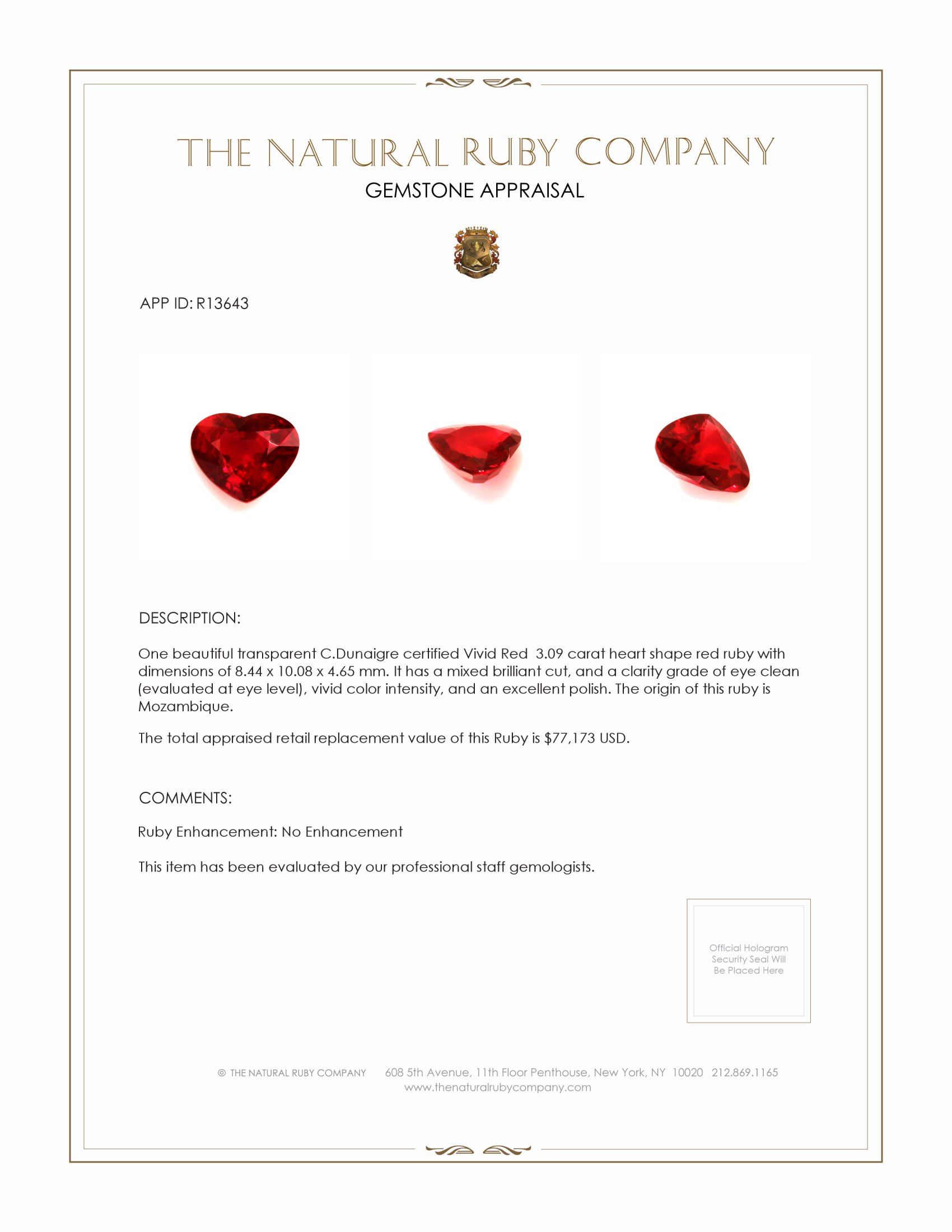 3.09 Ct. Ruby from Mozambique
