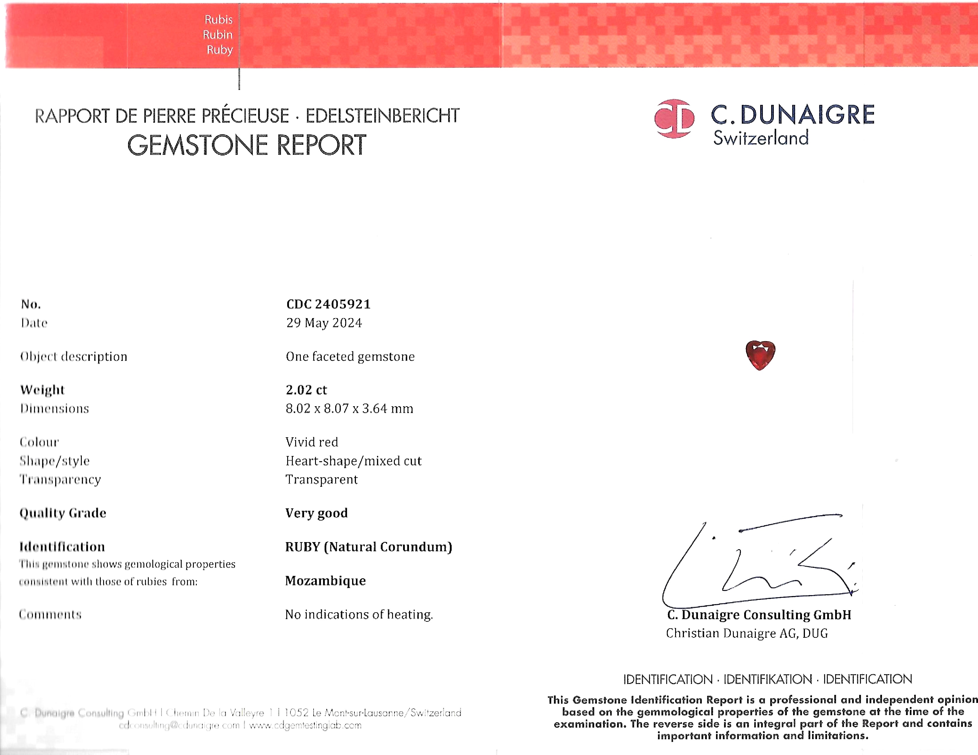 2.02 Ct. Ruby from Mozambique